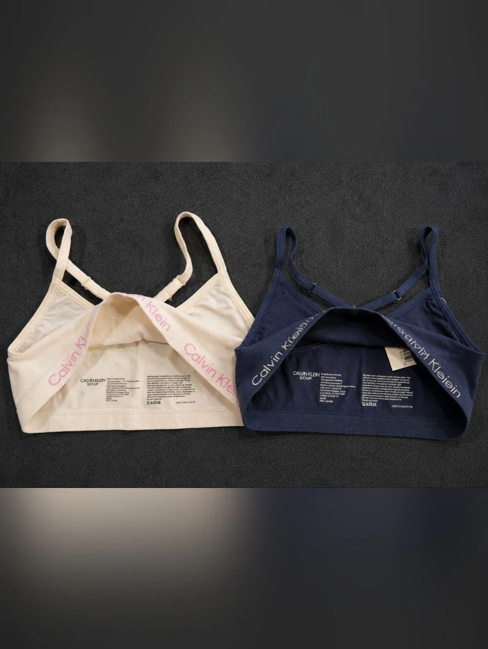 NWT Calvin Klein Girls Bralette Bundle Size SM Cream & Navy - Picture 3 of 3